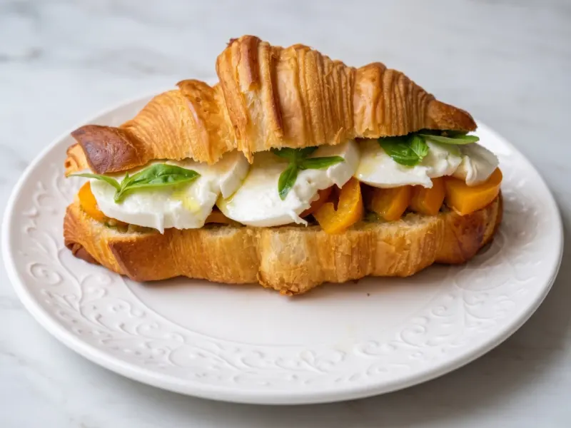 Caprese Croissant with Tomatoes, Pesto & Mozzarella